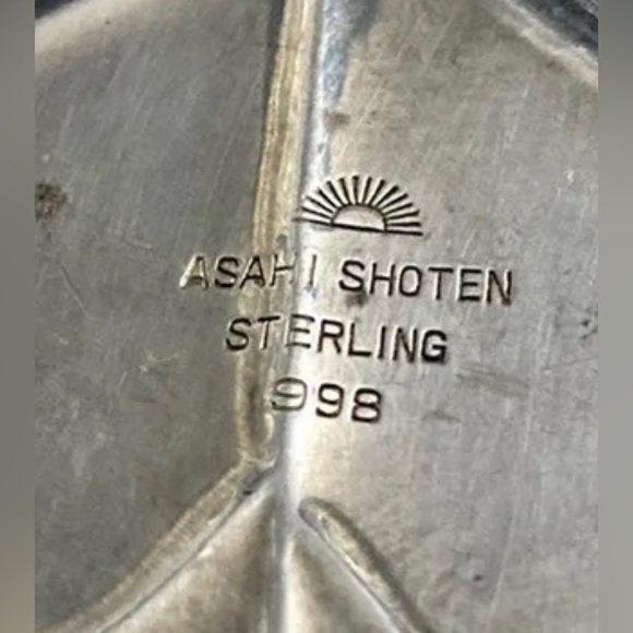 Sterling Art Deco Leaf Dish Tray *RARE* 998 Silver Japanese Vintage Asahi Shoten - Picture 2 of 9